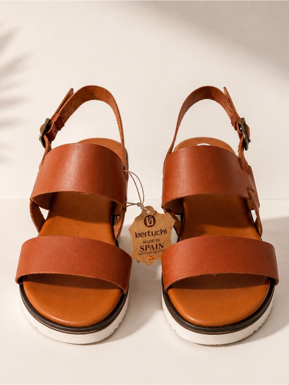 Bertuchi Cognac Brown Leather Platform Sandals EU 40 US 9 9.5 NWT